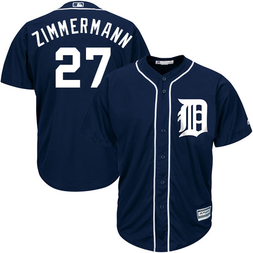 Tigers #27 Jordan Zimmermann Navy Blue Cool Base Stitched Youth MLB Jersey - Click Image to Close